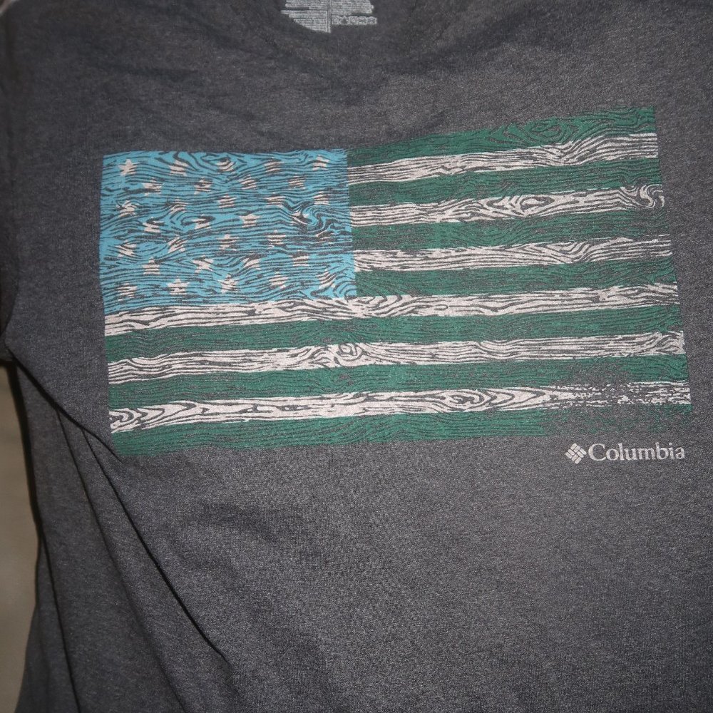 Green White and Blue American Flag T